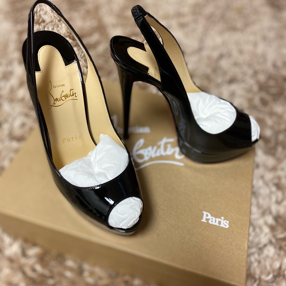 Christian Louboutin Lady Peep Sling 150 patent